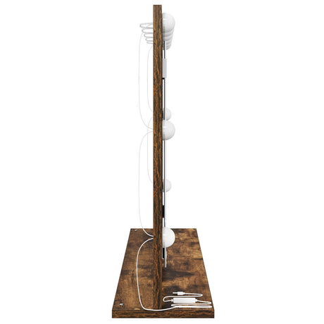Vanity Mirror Smoked Oak Wood And Glass 80 X 55 X 18 Cm Mirror
