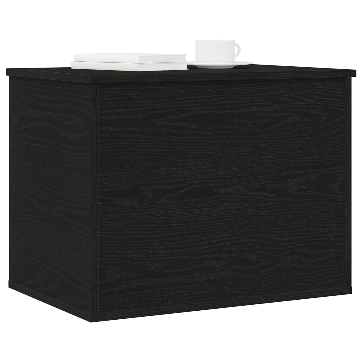 Storage Box With Lid Black Oak 60X42X46 Cm Engineered Wood