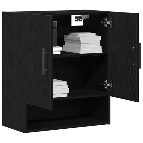 Wall Cabinet Black Oak 60X31X70 Cm Engineered Wood