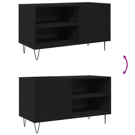 Record Cabinet Black Oak 84,5X38X48 Cm Engineered Wood