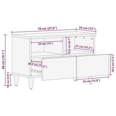 Tv Cabinet 70X33X46 Cm Solid Wood Mango