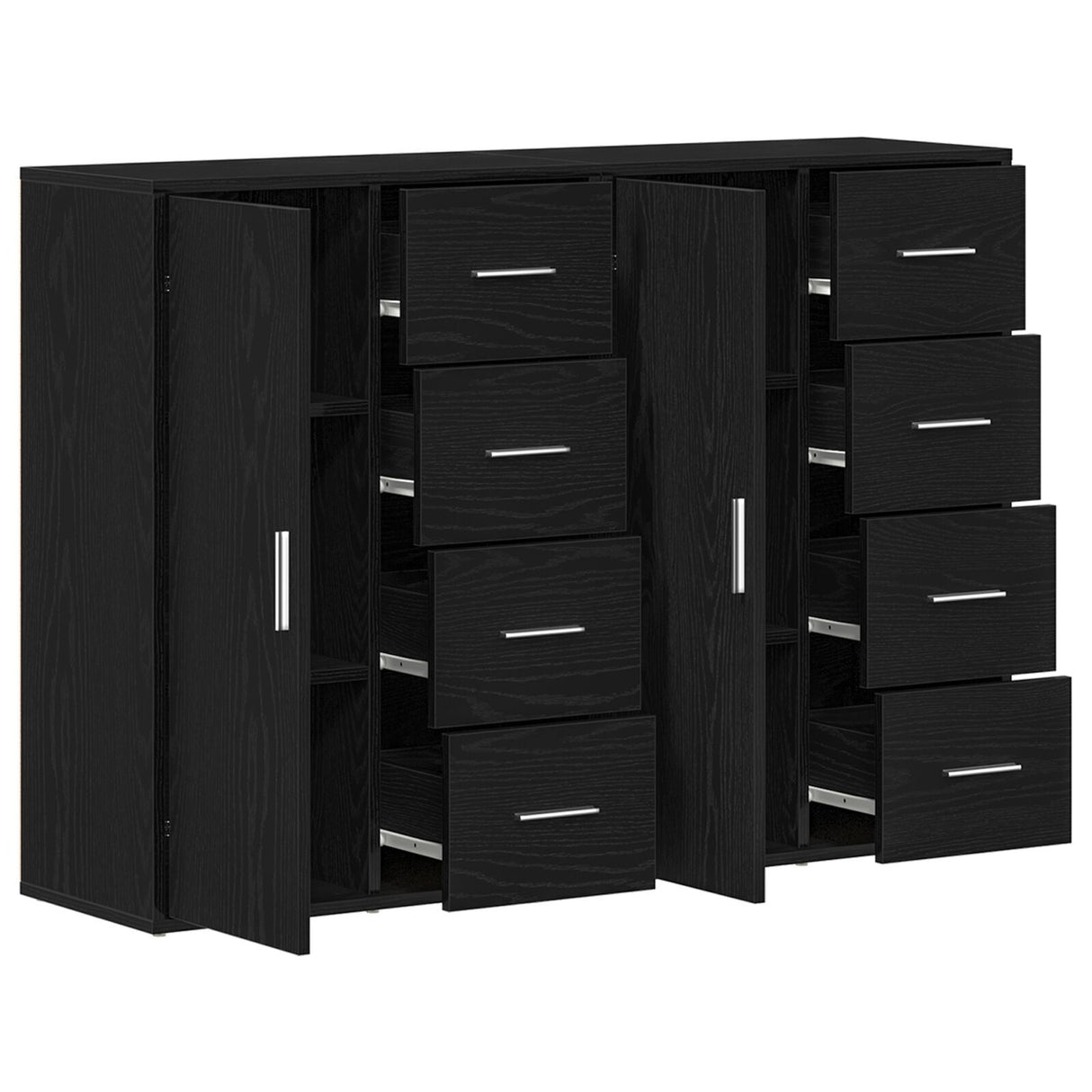 Sideboards 2 Pcs Black Oak 60X31X84 Cm Engineered Wood