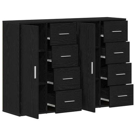 Sideboards 2 Pcs Black Oak 60X31X84 Cm Engineered Wood