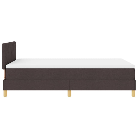 Box Spring Bed With Mattress & Led Dark Brown 120X200 Cm Fabric