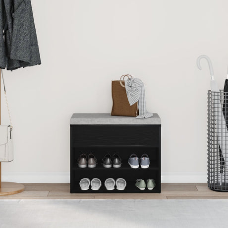 Hall Bench Black Oak 60X30X45 Cm Engineered Wood