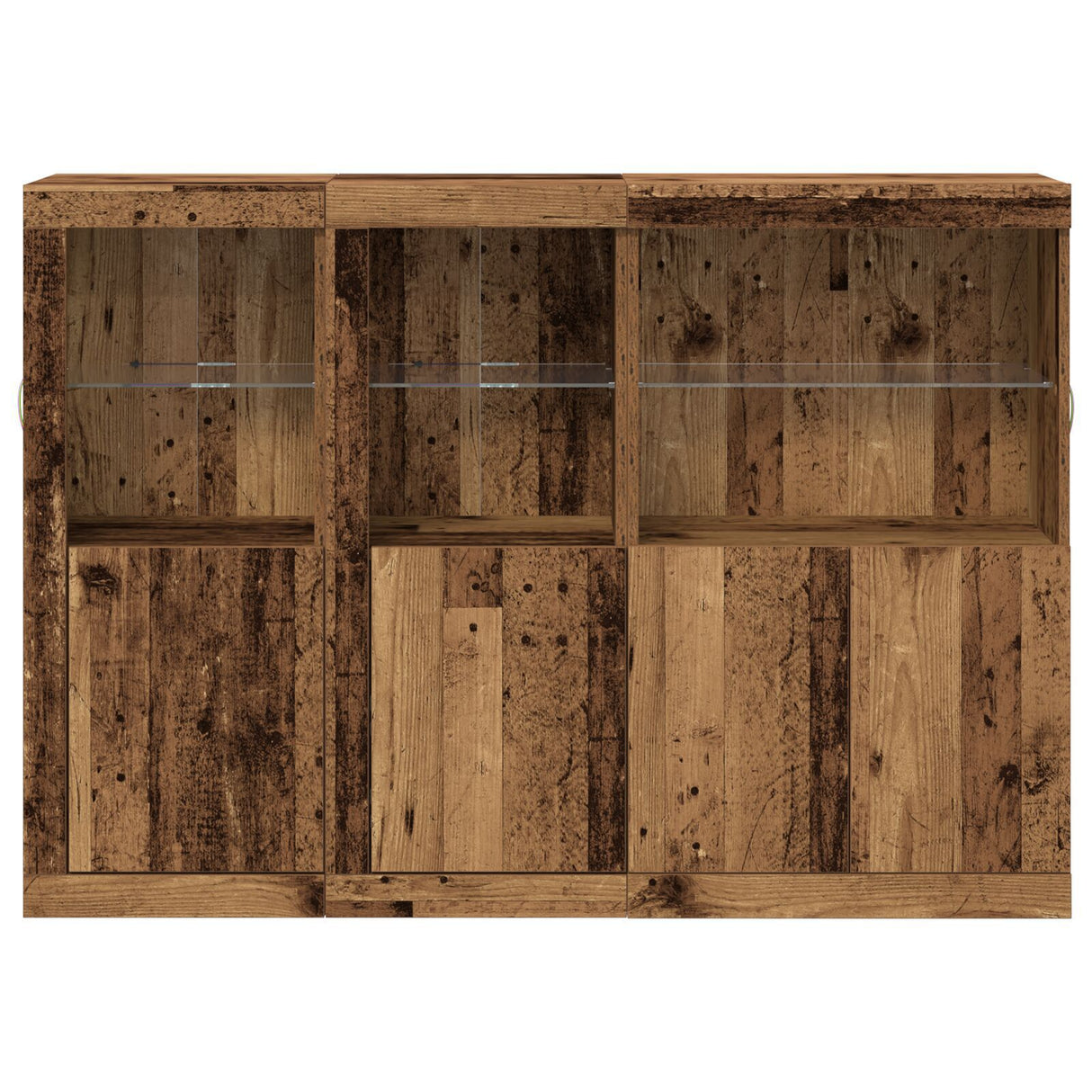 Sideboard With Led Lights Old Wood 142.5X37X100 Cm Engineered Wood