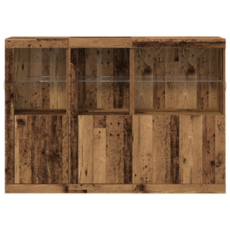 Sideboard With Led Lights Old Wood 142.5X37X100 Cm Engineered Wood
