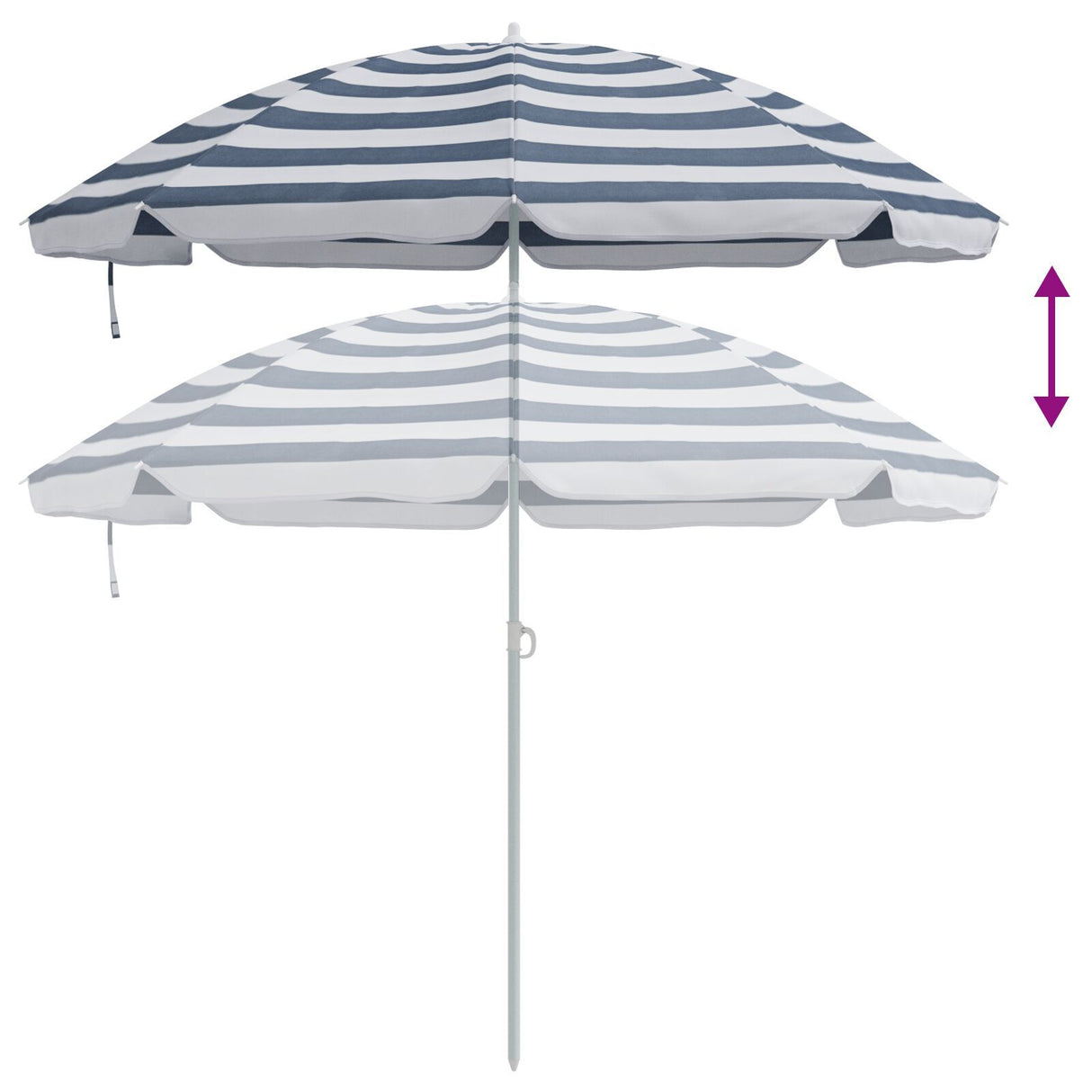 Beach Parasol With Metal Pole Blue & White 161X193 Cm Polyester