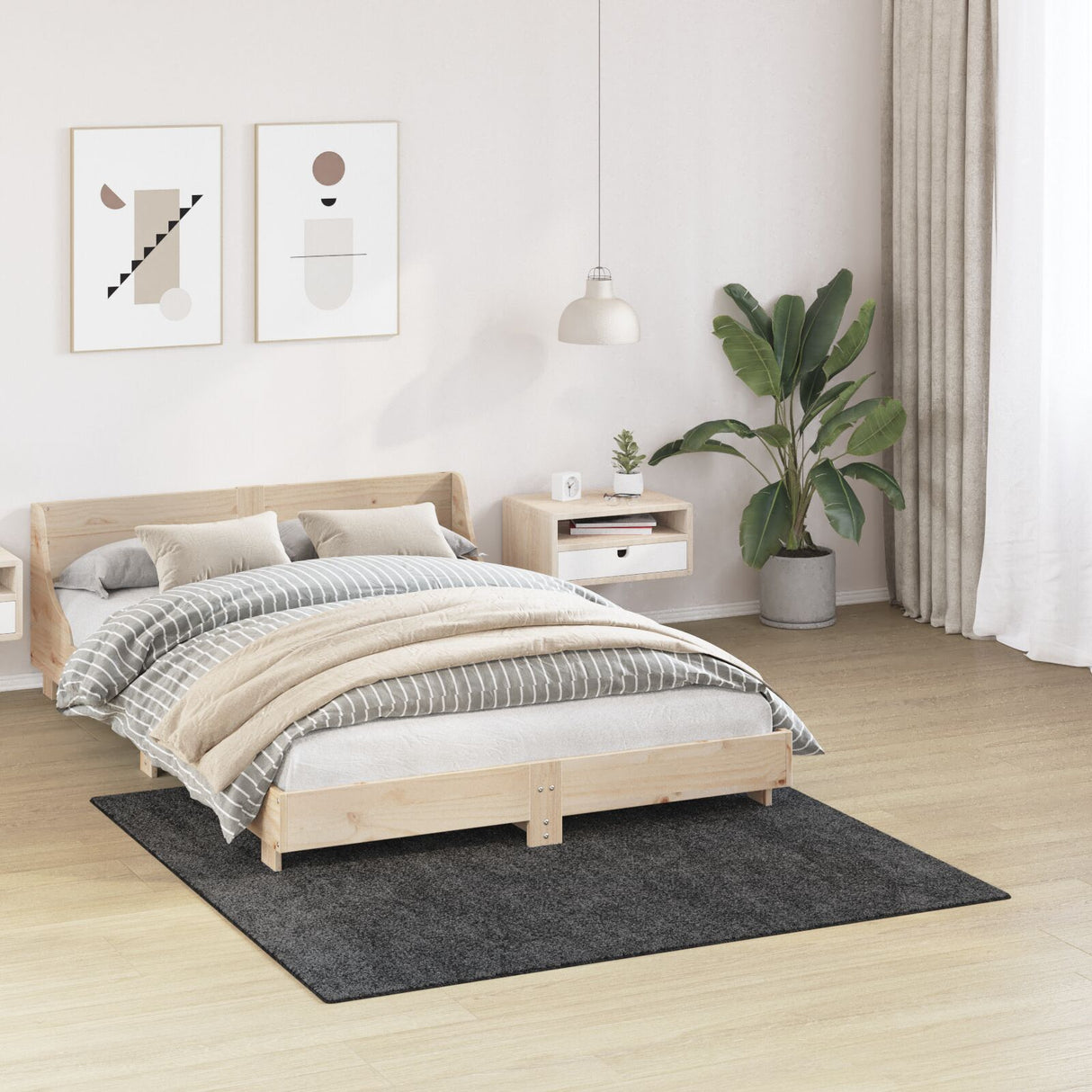 Shaggy Rug With Latex Backing Dark Grey 160X160 Cm