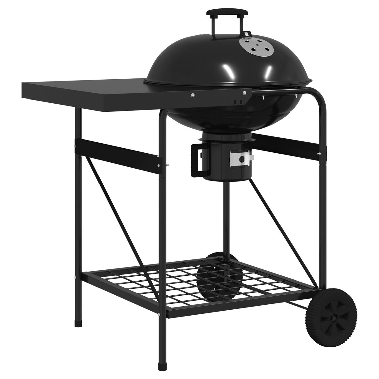 Charcoal Grill Cart With Lid Black 96X72X113 Cm Metal