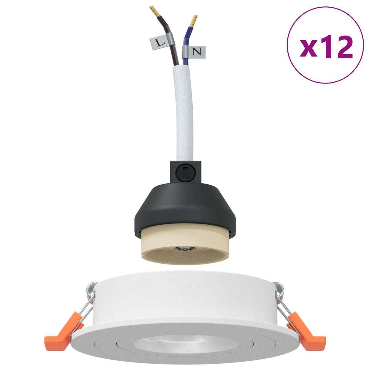 Recessed Spotlights 12 Pcs Round Gu10 White Ø91 Mm