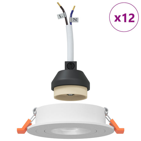 Recessed Spotlights 12 Pcs Round Gu10 White Ø91 Mm