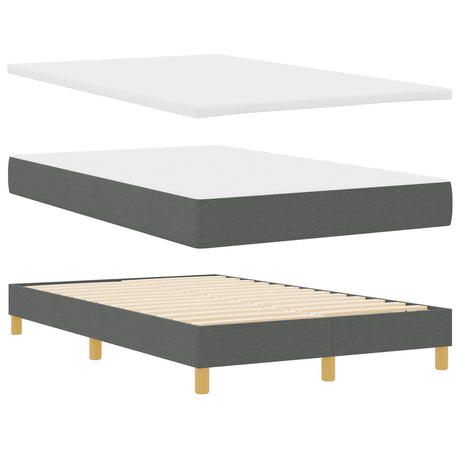 Box Spring Bed With Mattress & Led Dark Grey 120X200 Cm Fabric