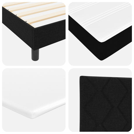Box Spring Bed With Mattress & Led Black 90X190 Cm Fabric