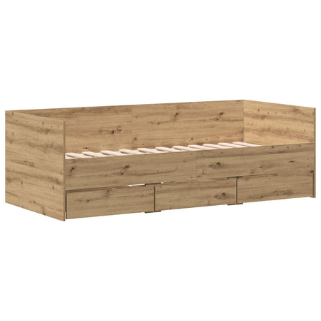 Daybed Artisan Oak Engineered Wood 90 X 200 Cm Durable Daybed