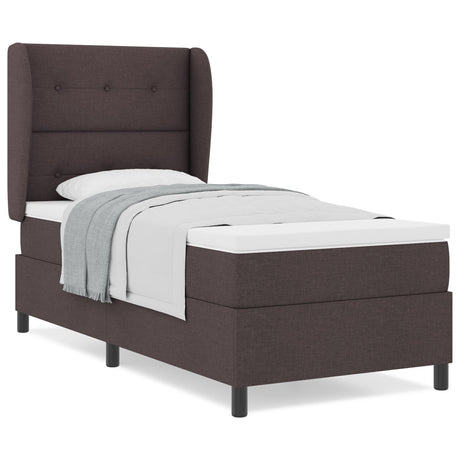 Box Spring Bed With Mattress Dark Brown 100X200 Cm Fabric