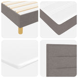 Box Spring Bed With Mattress Taupe 200X200 Cm Fabric,  Headboard Lines Design Taupe 200 Cm Fabric