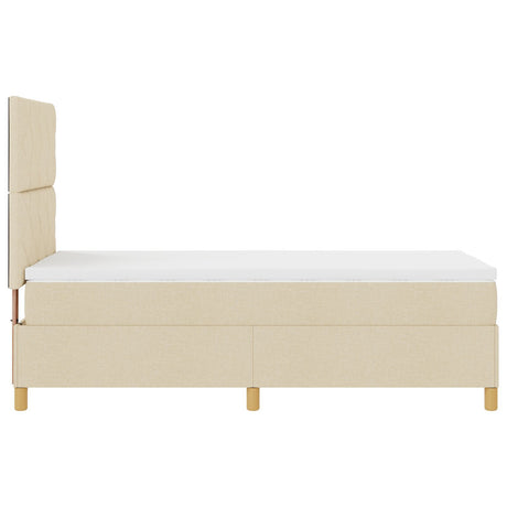 Box Spring Bed With Mattress & Led Cream 90X190 Cm Fabric