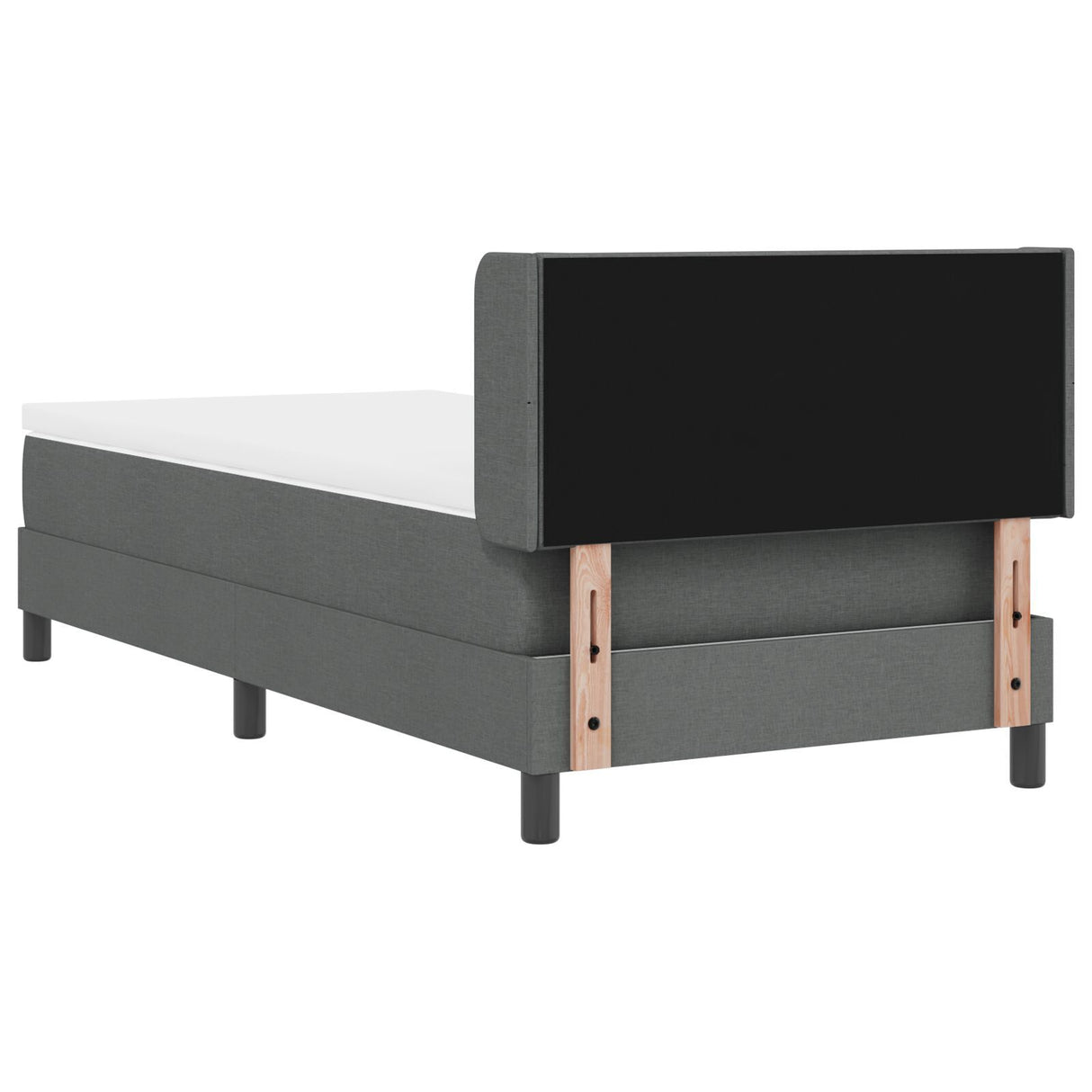 Box Spring Bed With Mattress Dark Grey 90X190 Cm Fabric,  Headboard Diamond Blocks Design Dark Grey 90 Cm Fabric