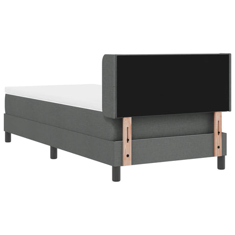 Box Spring Bed With Mattress Dark Grey 90X190 Cm Fabric,  Headboard Diamond Blocks Design Dark Grey 90 Cm Fabric