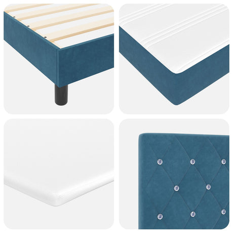 Box Spring Bed With Mattress Dark Blue 90X200 Cm Velvet