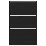 Shoe Cabinet Black Oak 80X21X125,5 Cm Engineered Wood