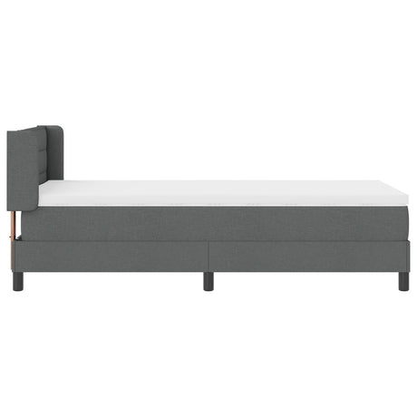 Box Spring Bed With Mattress Dark Grey 90X200 Cm Fabric,  Headboard Lines Design Dark Grey 90 Cm Fabric