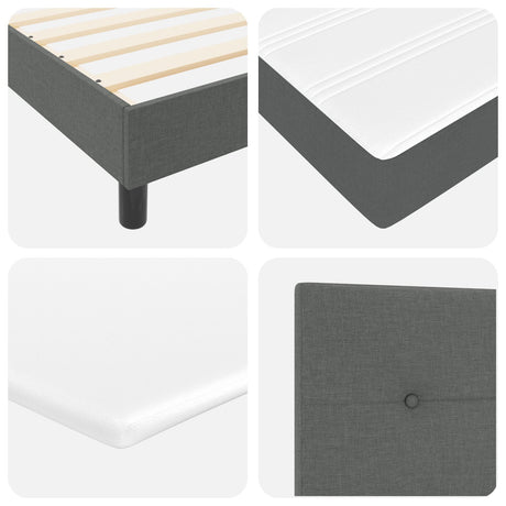 Box Spring Bed With Mattress Dark Grey 80X200 Cm Fabric,  Headboard Button Tufted Dark Grey 80 Cm Fabric