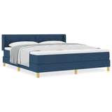 Box Spring Bed With Mattress Blue 180X200 Cm Fabric,  Headboard Button Tufted Blue 180 Cm Fabric