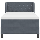 Box Spring Bed With Mattress In Dark Grey, 100X200 Cm, Velvet