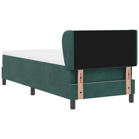 Box Spring Bed With Mattress Dark Green 80X200 Cm Velvet