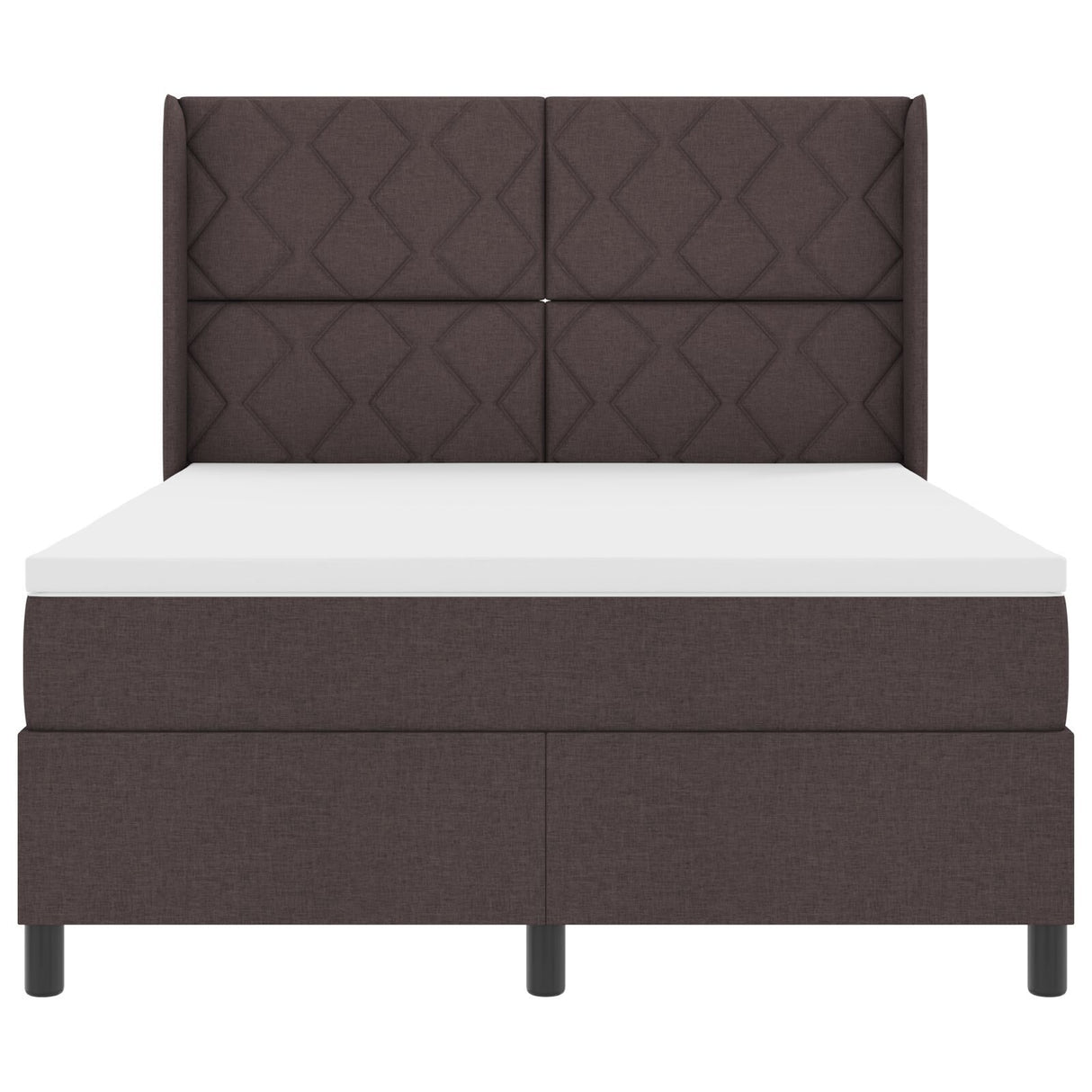 Box Spring Bed With Mattress & Led Dark Brown 140X200 Cm Fabric