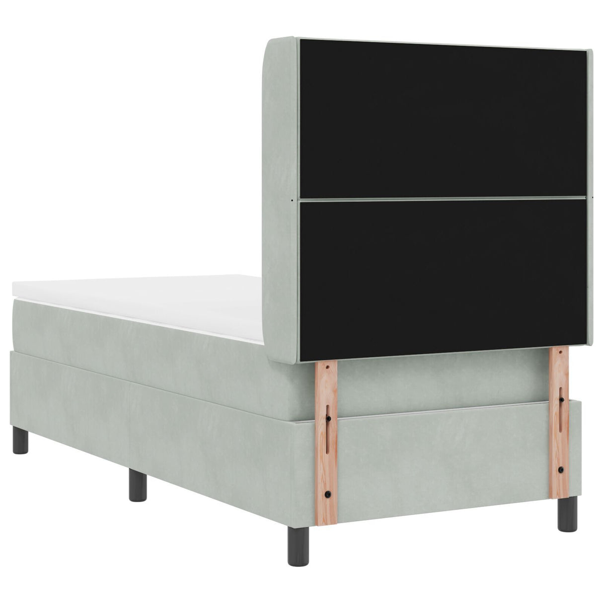 Box Spring Bed With Mattress & Led Light Grey 100X200 Cm Velvet