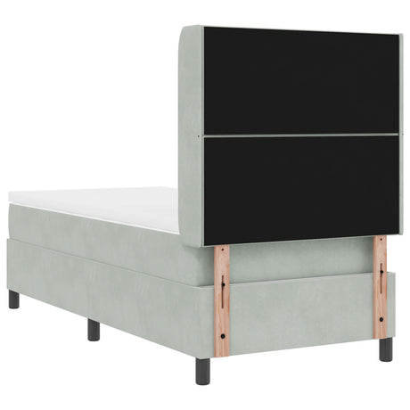 Box Spring Bed With Mattress & Led Light Grey 100X200 Cm Velvet