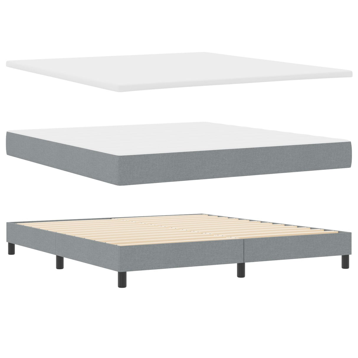 Box Spring Bed With Mattress Light Grey 180X200 Cm Fabric