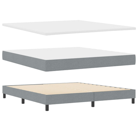 Box Spring Bed With Mattress Light Grey 180X200 Cm Fabric