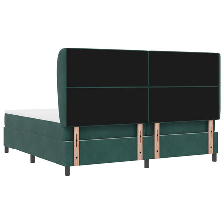Box Spring Bed With Mattress Dark Green 200X200 Cm Velvet