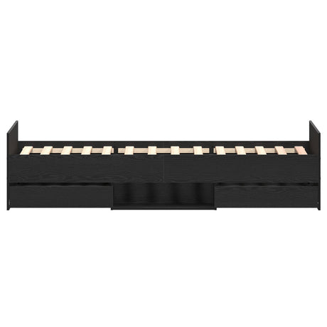 Bed Frame Without Mattress Black Oak 100X200 Cm Engineered Wood