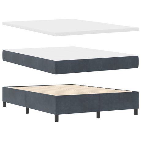 Box Spring Bed With Mattress & Led Dark Grey 140X190 Cm Velvet