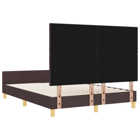 Bed Frame Dark Brown 140X190 Cm Fabric
