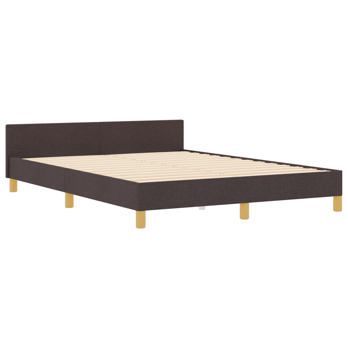 Bed Frame Dark Brown 140X190 Cm Fabric
