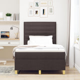 Box Spring Bed With Mattress & Led Dark Brown 120X190 Cm Fabric