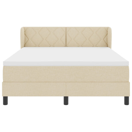 Box Spring Bed With Mattress In Cream, 140X200 Cm, Fabric