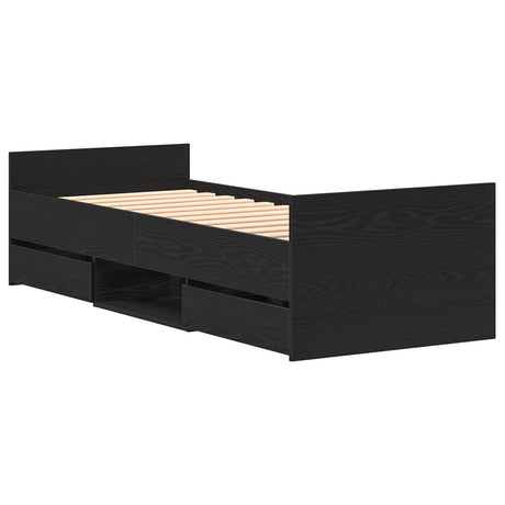 Bed Frame Without Mattress Black Oak 75X190 Cm Engineered Wood