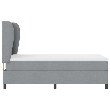 Box Spring Bed With Mattress - Light Gray, 90X200 Cm, Fabric