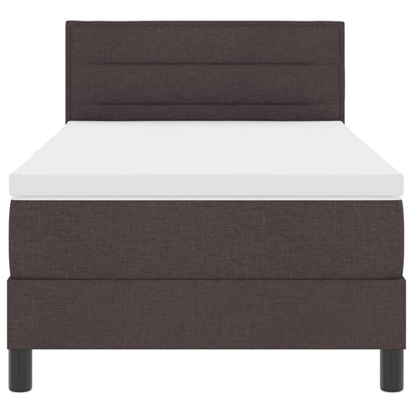 Box Spring Bed With Mattress & Led Dark Brown 80X200 Cm Fabric