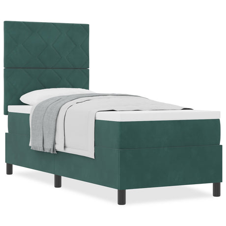 Box Spring Bed With Mattress Dark Green 80X200 Cm Velvet