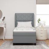 Box Spring Bed With Mattress - Light Gray, 90X200 Cm, Fabric