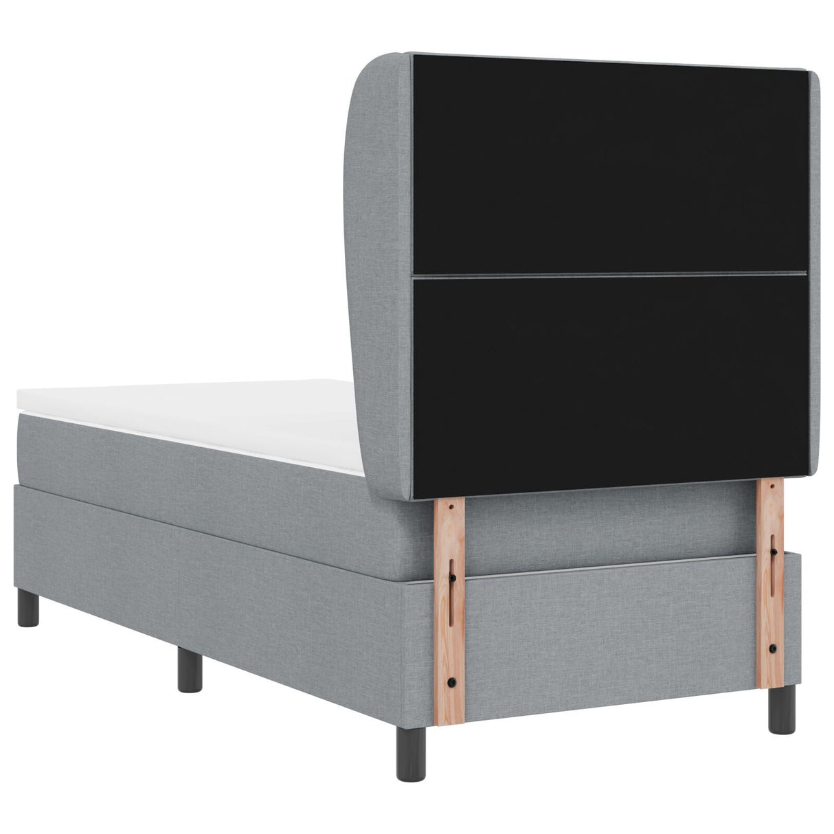 Box Spring Bed With Mattress - Light Gray, 90X200 Cm, Fabric