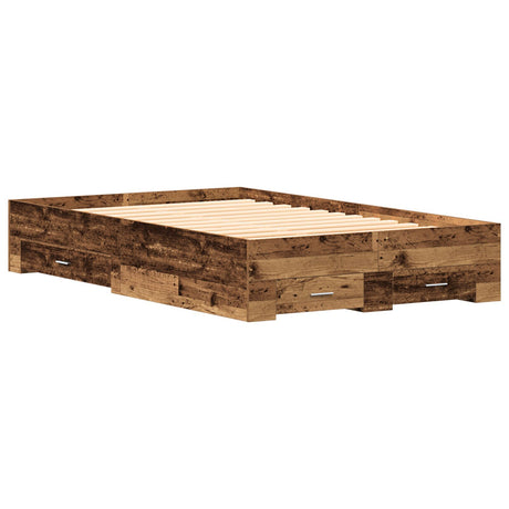 Bed Frame With Drawers Old Wood 120X190 Cm Engineered Wood